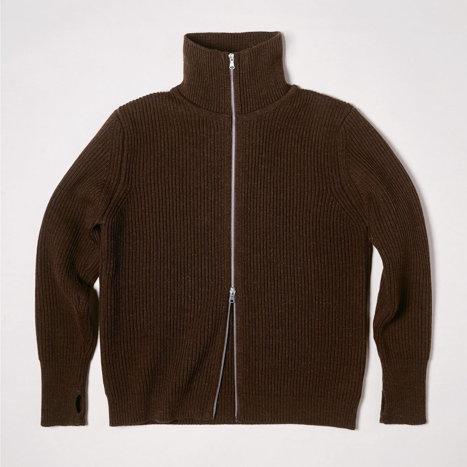 Navy Full-Zip Natural Brown